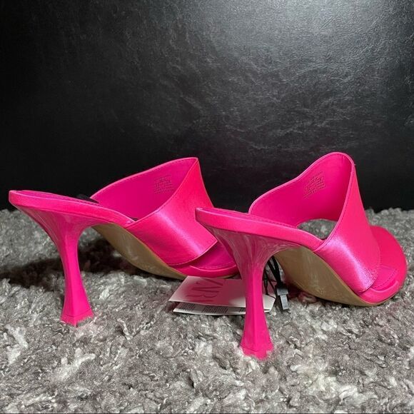 NWT Zara Satin Effect High Heel Sandals - Picture 9 of 12